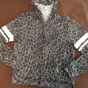 Pink animal print sweat jacket